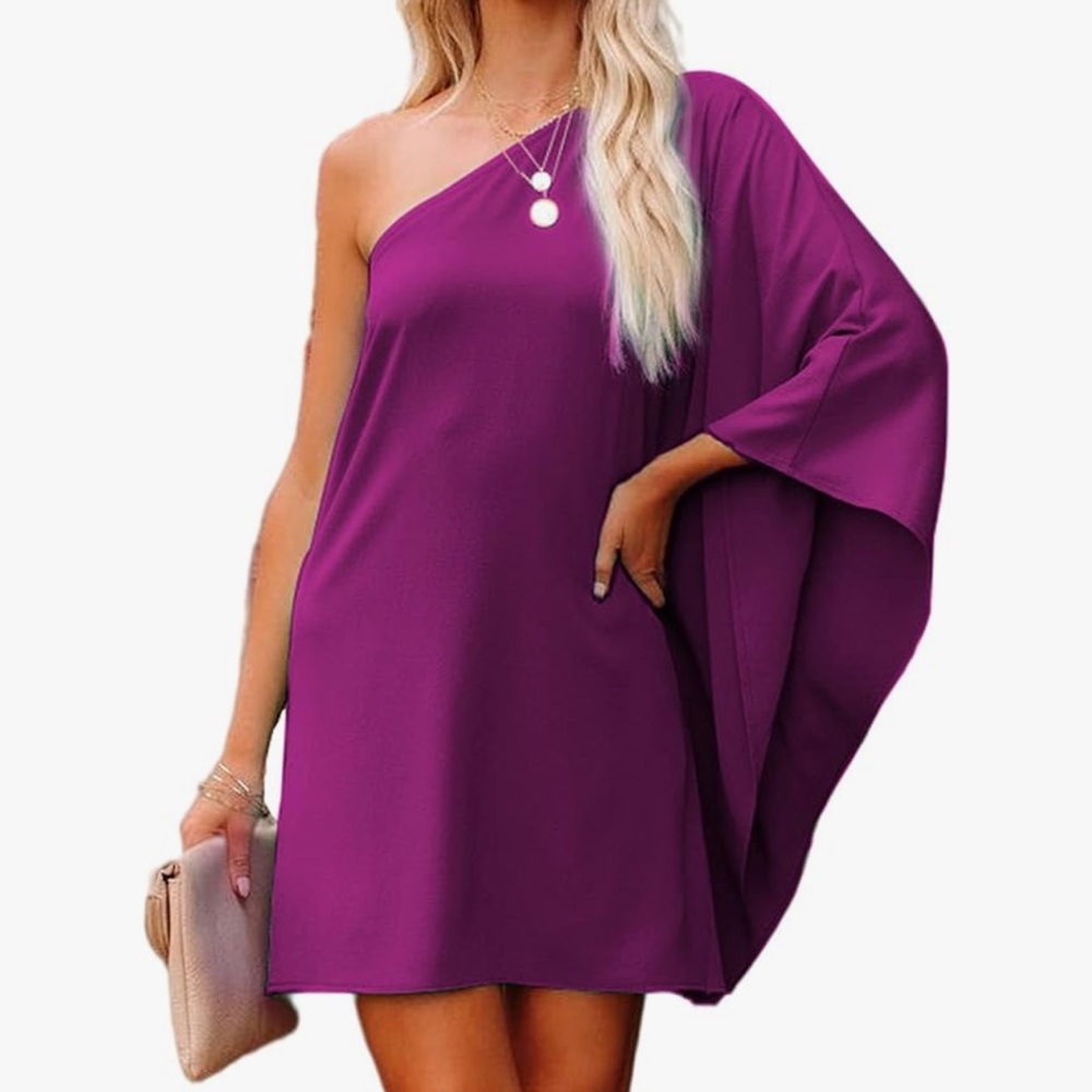 Plum/purple woman’s off the shoulder dress size medium NWOT